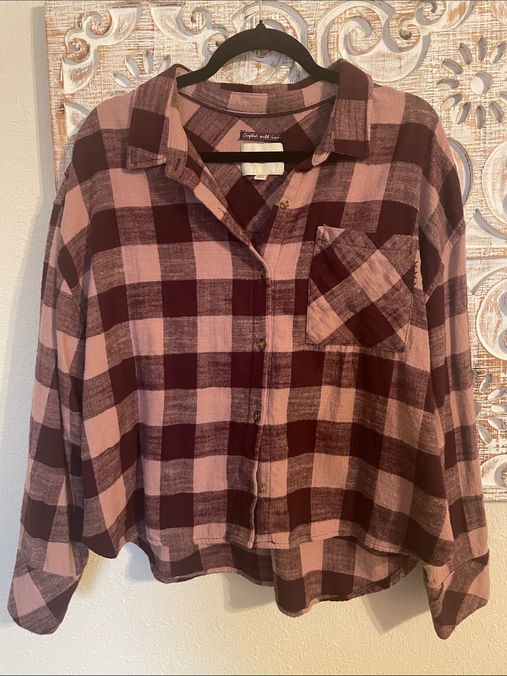 Scotch & Soda Checked Shirt Jacket in Mauve and Burgundy